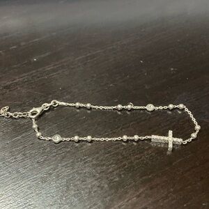 Sterling Silver w/CZ Crucifix Bracelet
